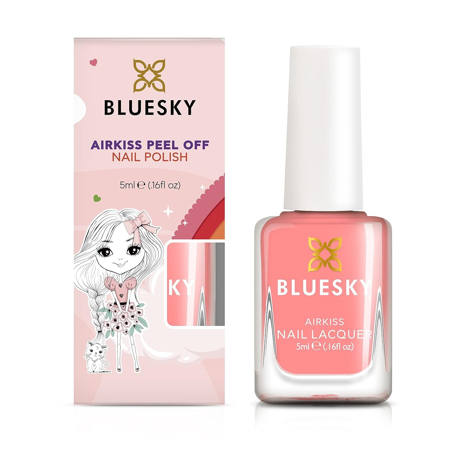 Vernis à ongles Bluesky Kids - Coquillage, Corail. Vernis à ongles facile à décoller, non toxique, à base d'eau, sans glissement, pour enfants, 5 ml