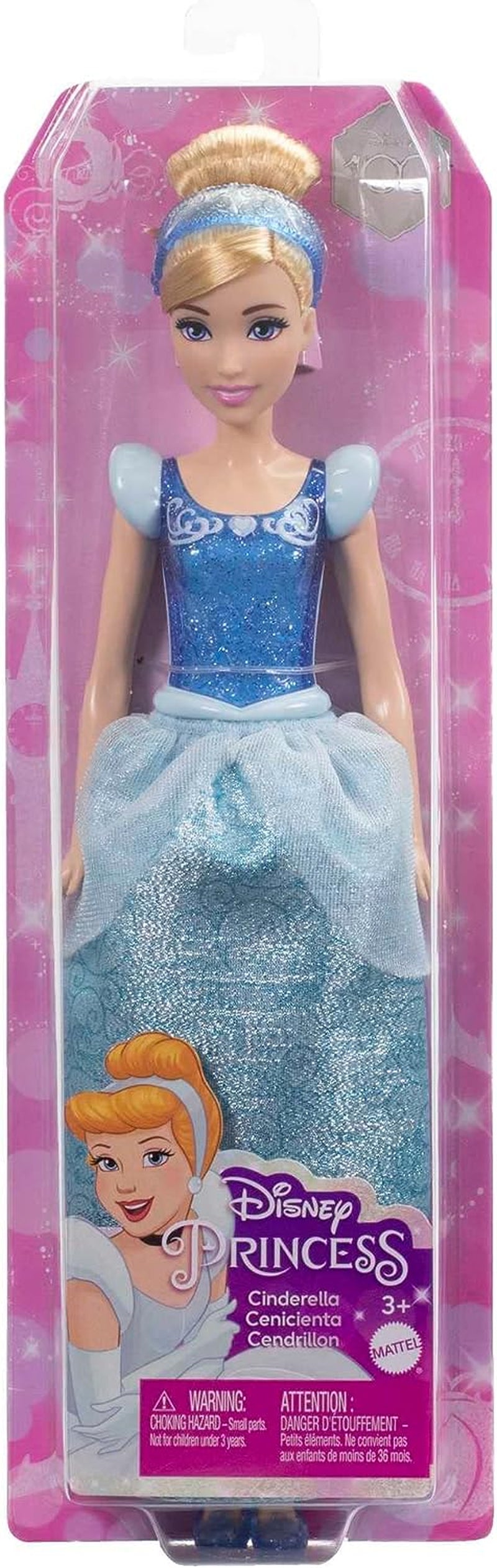 Mattel DISNEY Poupée mobile Princesse Cendrillon avec robe scintillante, chaussures amovibles et diadème, cheveux coiffables pour s'amuser en coiffure, 3 ans et plus, HLW06 Naty Shop Dolls