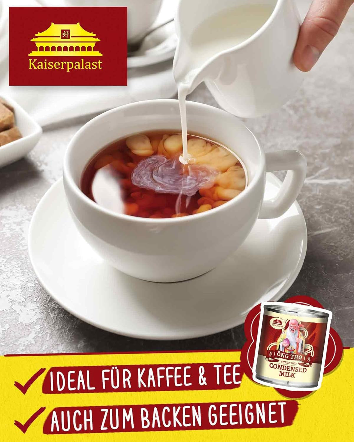 Kaiserpalast Kondensmilch 8% Fettanteil, préparé pour le sucre du café et du thé ou pour la cuisine et le dos, 1 x 397 g