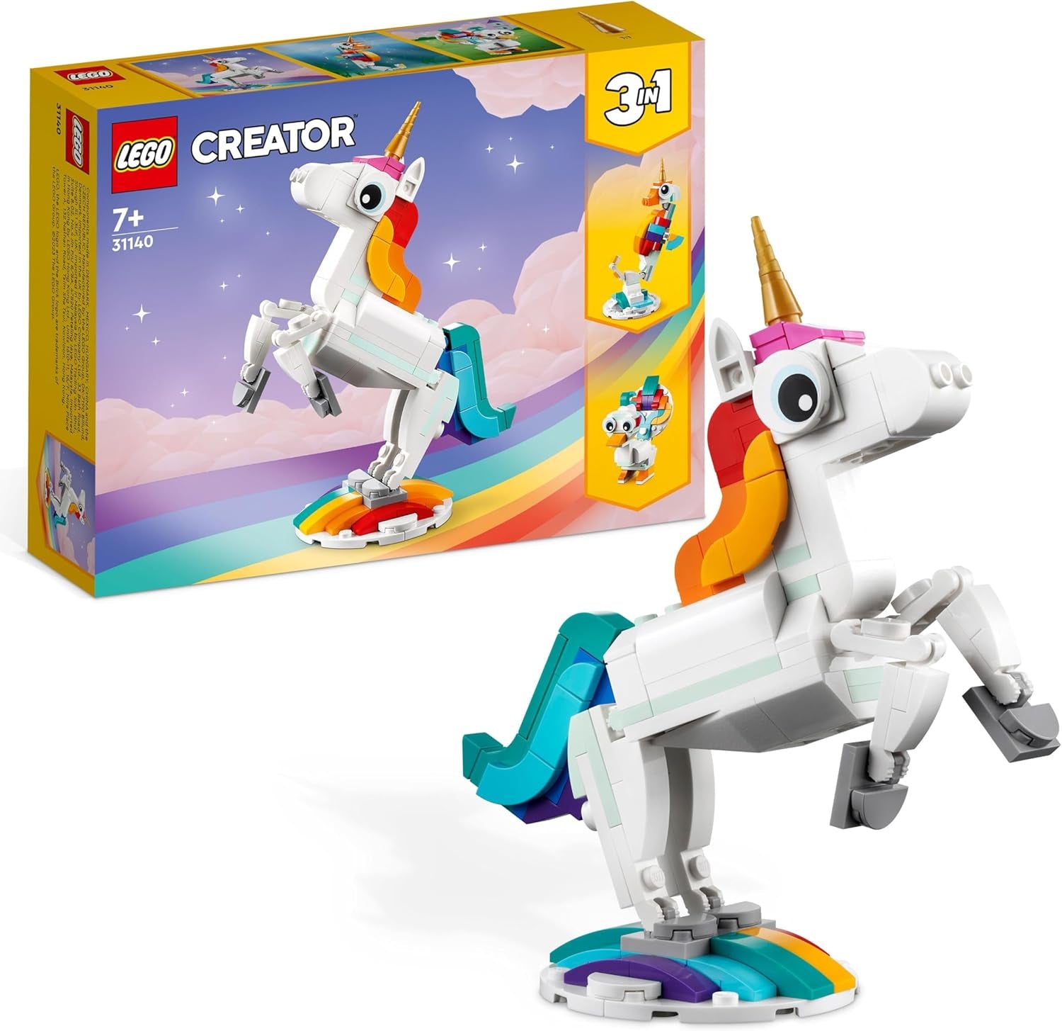 LEGO Creator 31145 Jouet dragon rouge 3 en 1 avec figurine de poisson et modèle d'oiseau phénix, ensemble de figurines d'animaux, cadeaux pour garçons, filles et enfants de 6 ans et plus 31145