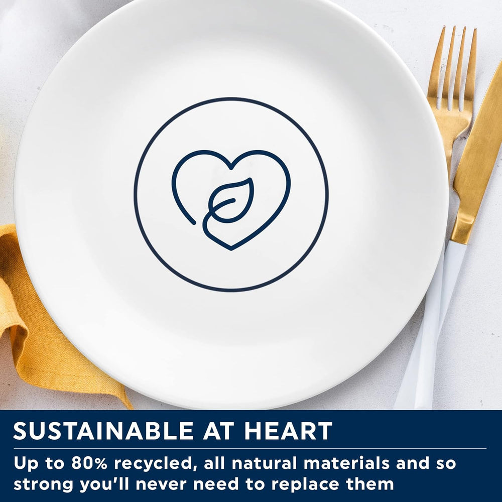 Service de table Winter Frost pour 4, 12 pièces, vaisselle en verre Vitrelle™ ultra-durable de qualité supérieure, passe au lave-vaisselle, au micro-ondes et au micro-ondes, design hivernal festif