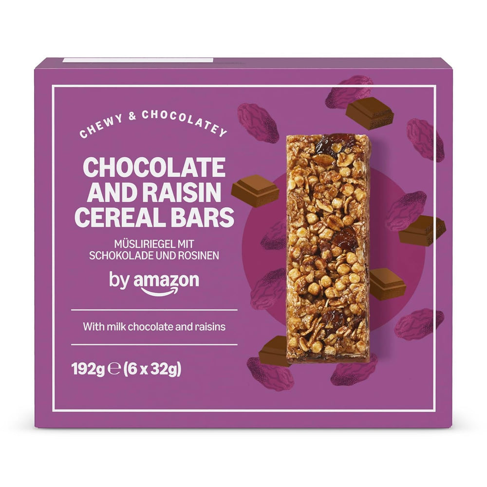 Barre de muesli au chocolat et raisins secs d'Amazon, 192g