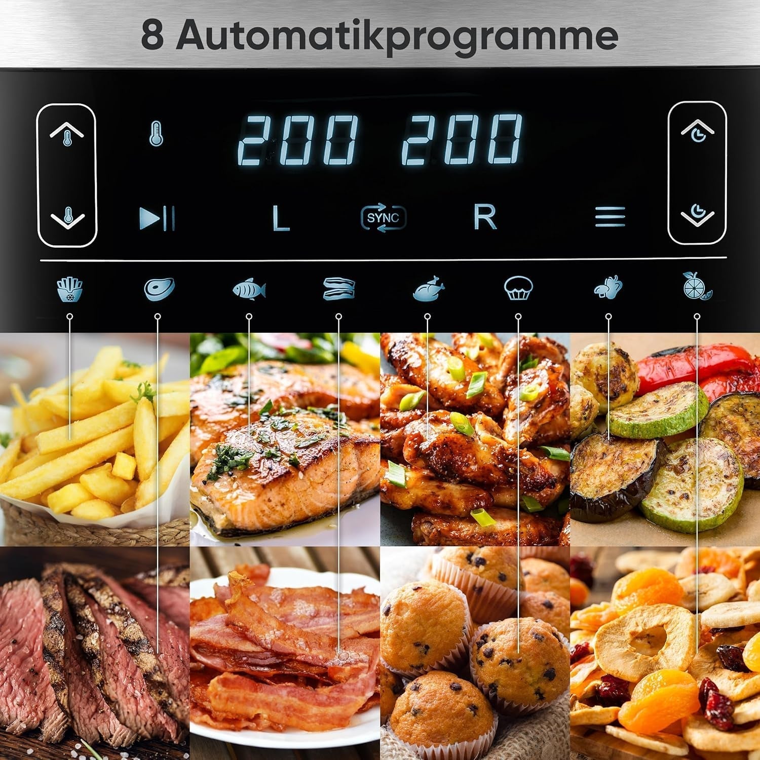 SEVERIN Friteuză cu aer cald dublă cu cameră de gătit de 2 X 3,8 L, 8 programe automate Electrocasnice Naty Shop