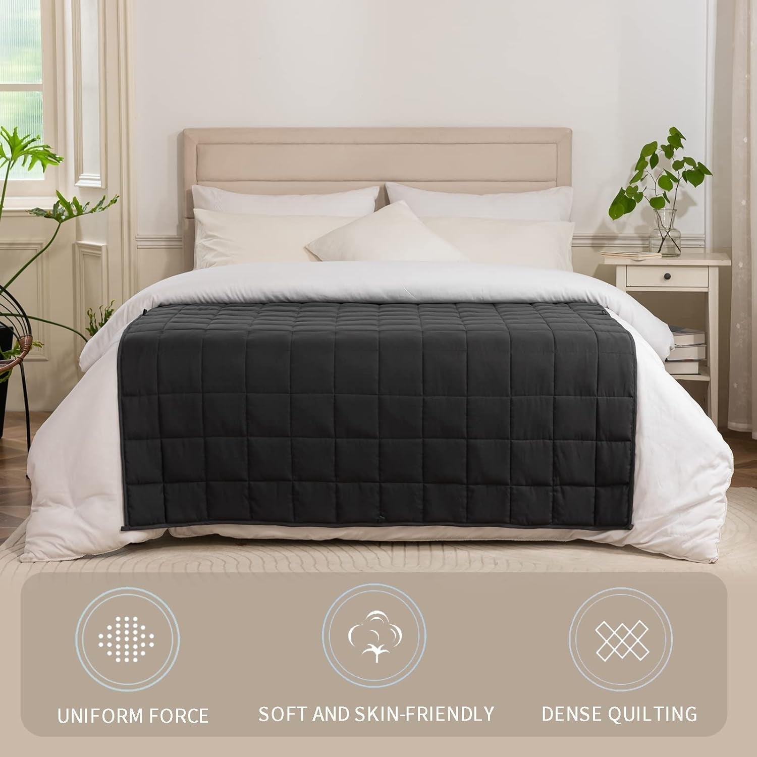 Good Nite Pătură ponderată adulți Grey Pătură de relaxare pentru și pentru relaxare Pătură ponderată Grey 125X150Cm 4Kg Plapumi si pilote Naty Shop