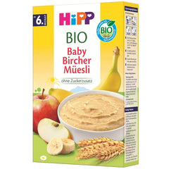 HiPP Bio Baby Bircher Muesli (8 x 250 g), à partir de 6 mois, sans sucre ajouté, flocons de céréales extra tendres - petit-déjeuner facile à digérer de la meilleure qualité biologique