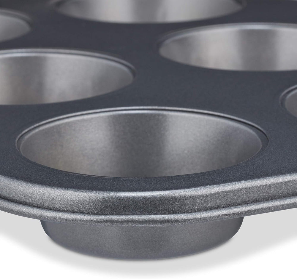 Relaxdays Muffinform, 2Er Set, 12Er Muffinbleche, Antihaftbeschichte, Carbonstahl, Muffins & Cupcakes, Ø 6,5 Cm, Blé, 10030825 Moules et plaques pour pâtisserie Naty Shop