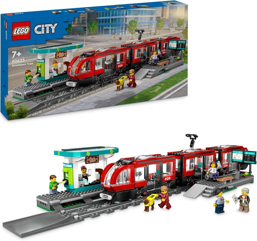 Tramway LEGO City avec gare, idée cadeau pour les fans de véhicules à partir de 7 ans, avec 6 figurines et un chien-guide pour jouer un rôle, jouet de construction 60423 Jeux de construction Besuche den LEGO-Store Titre par défaut