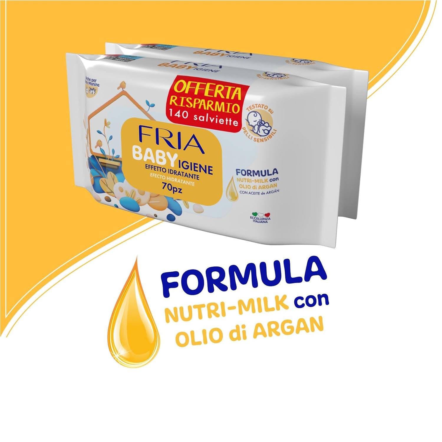 Lingettes humides, paquet de 2 (144 lingettes)