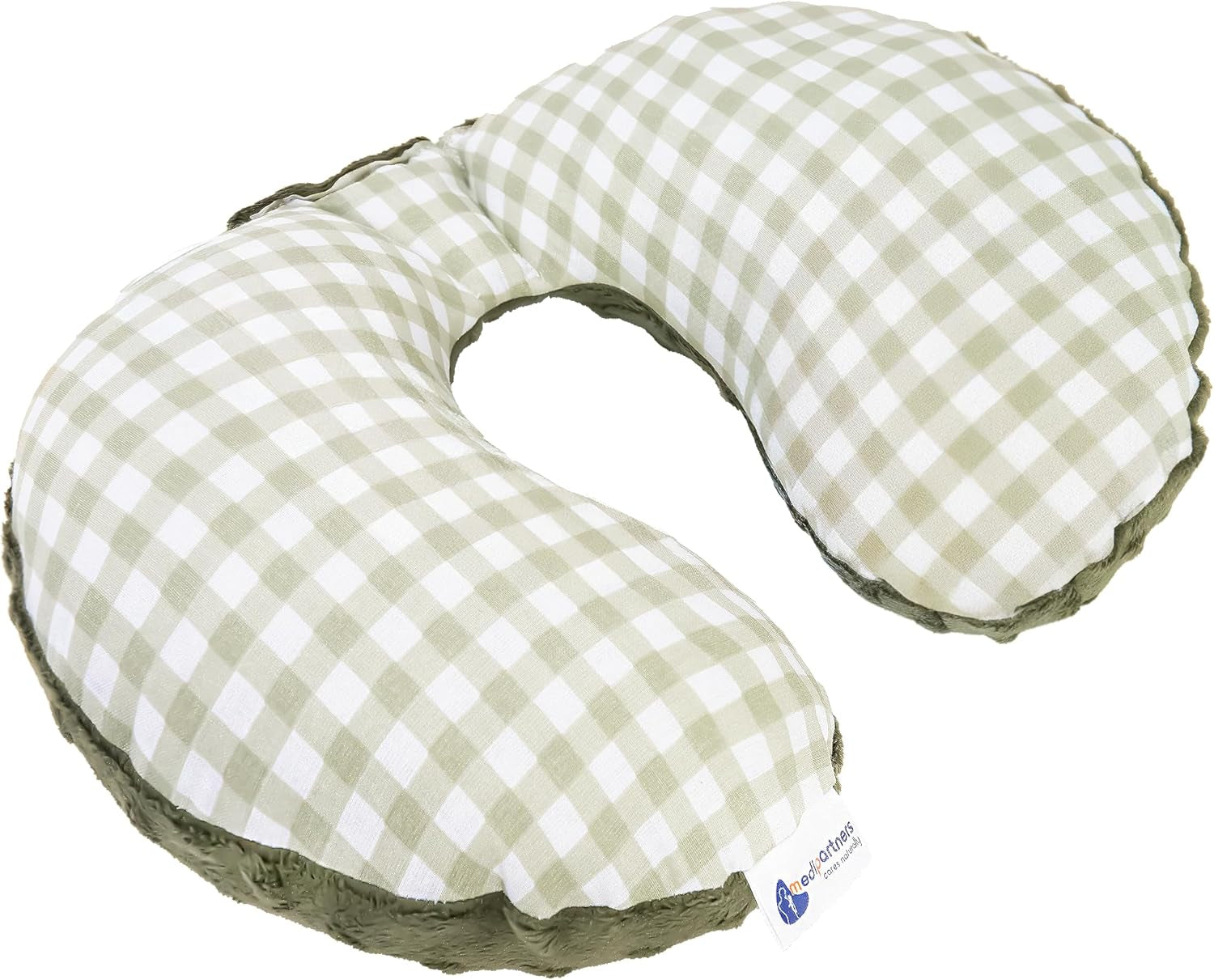 Medi Partners Oreiller cervical pour bébé 100 % coton/minky Oreiller cervical pour voiture, poussette, voyage, sommeil, oreiller cervical Snooze Roll (REH avec Minky gris) Oreillers orthopédiques cervicaux Naty Shop Olive Mink à carreaux