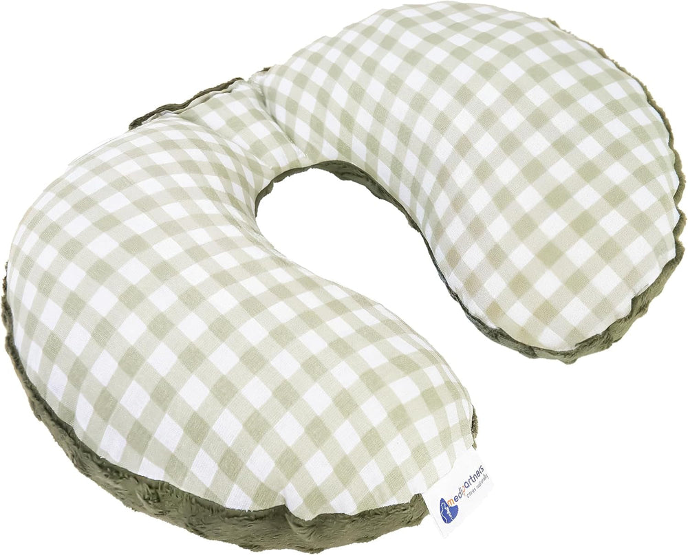 Medi Partners Oreiller cervical pour bébé 100 % coton/minky Oreiller cervical pour voiture, poussette, voyage, sommeil, oreiller cervical Snooze Roll (REH avec Minky gris) Oreillers orthopédiques cervicaux Naty Shop Olive Mink à carreaux