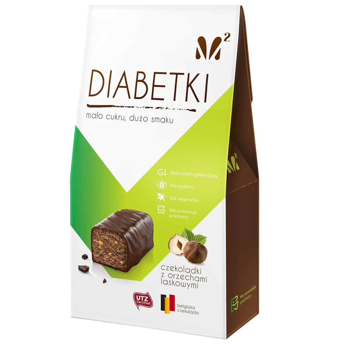 Pralines aux noisettes DIABETKI, chocolat sans sucre, délicieuses douceurs pour consommateurs conscients et diabétiques, snacks sans gluten et végétariens 100g