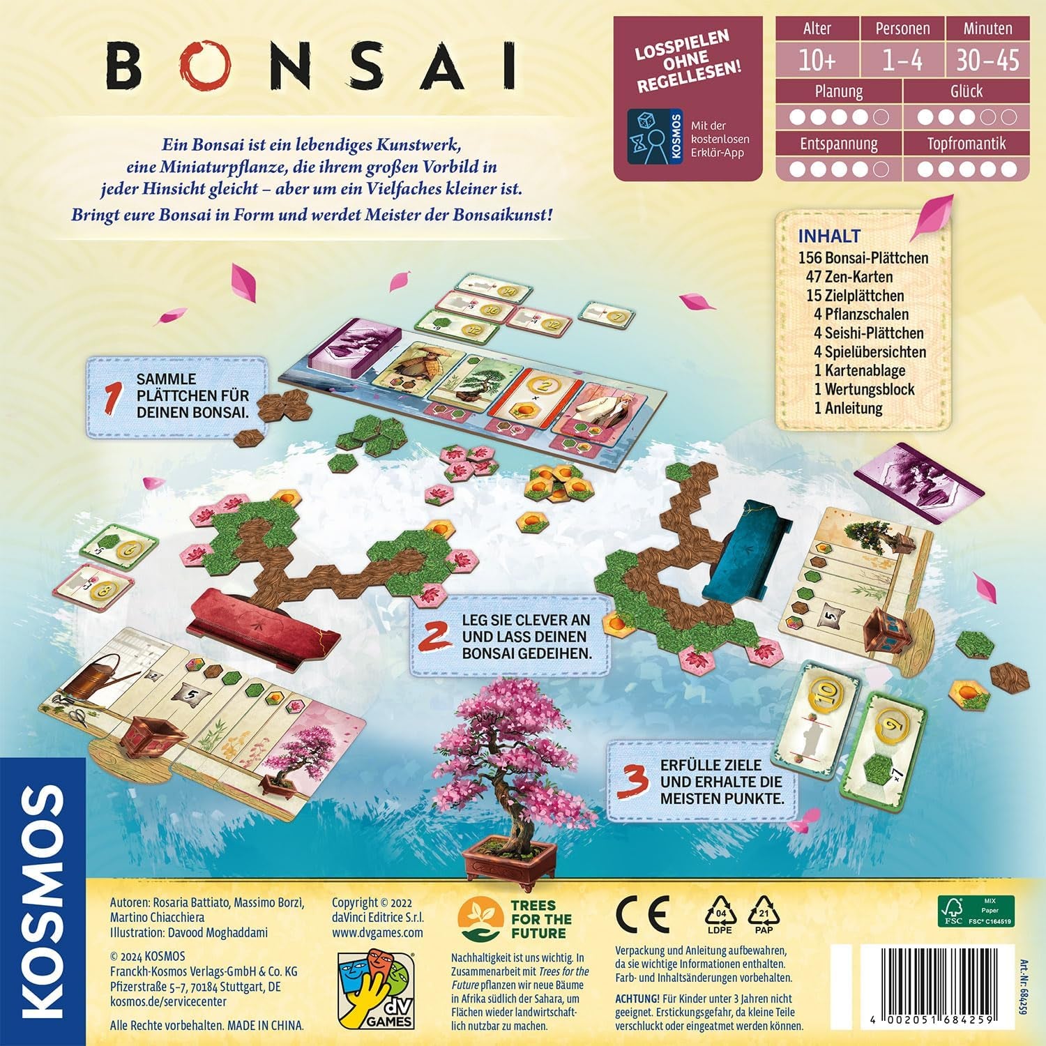 KOSMOS 684259 Bonsai, jeu de société tactique avec des règles simples et une large gamme de jeux, jeu de société pour 1 à 4 joueurs à partir de 10 ans.