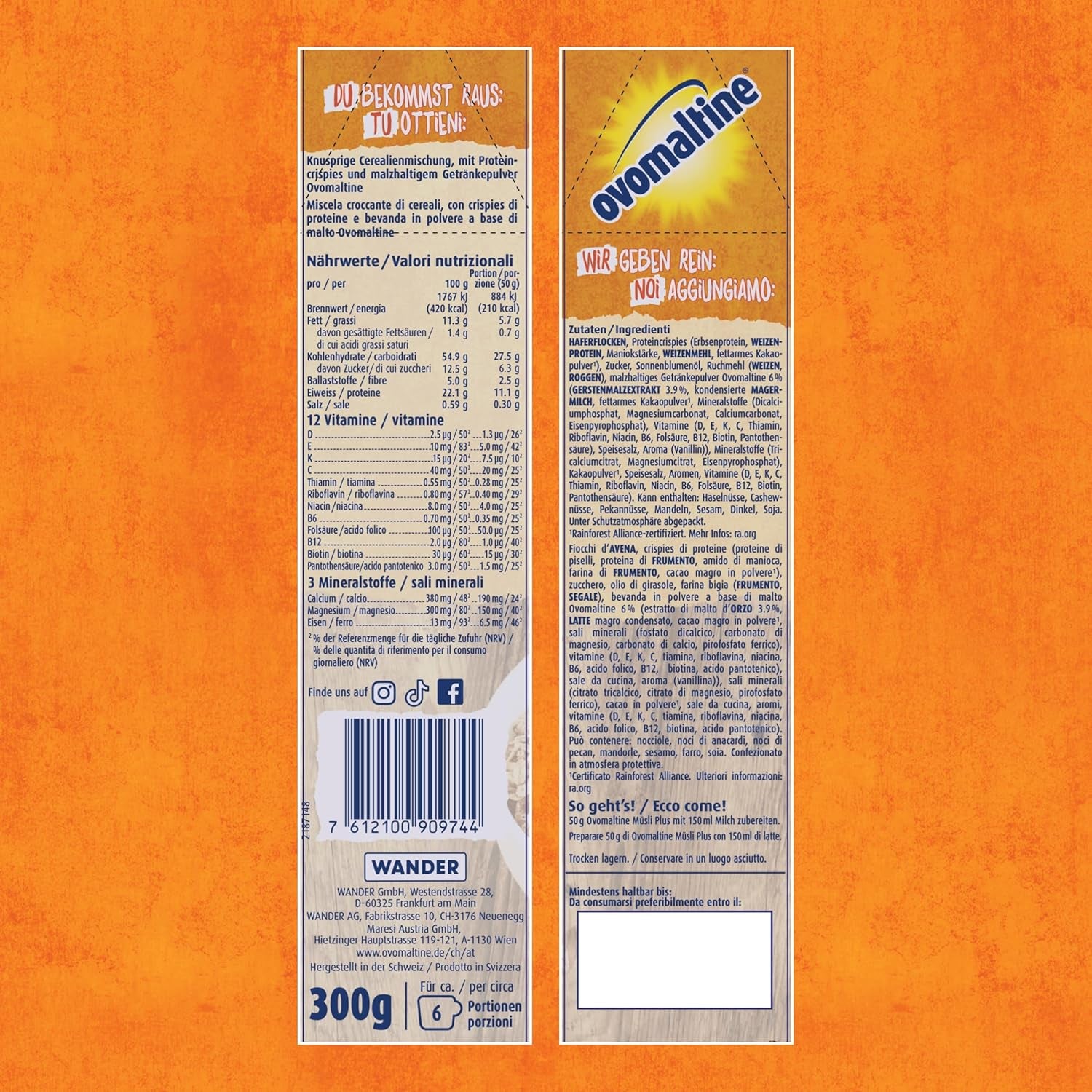 Ovomaltine Crunchy Protein Muesli Plus - Mélange de céréales croquantes aux flocons d'avoine, contenant 22% de protéines, avec un tiers de sucre en moins et un croquant incomparable (1 x 300g)