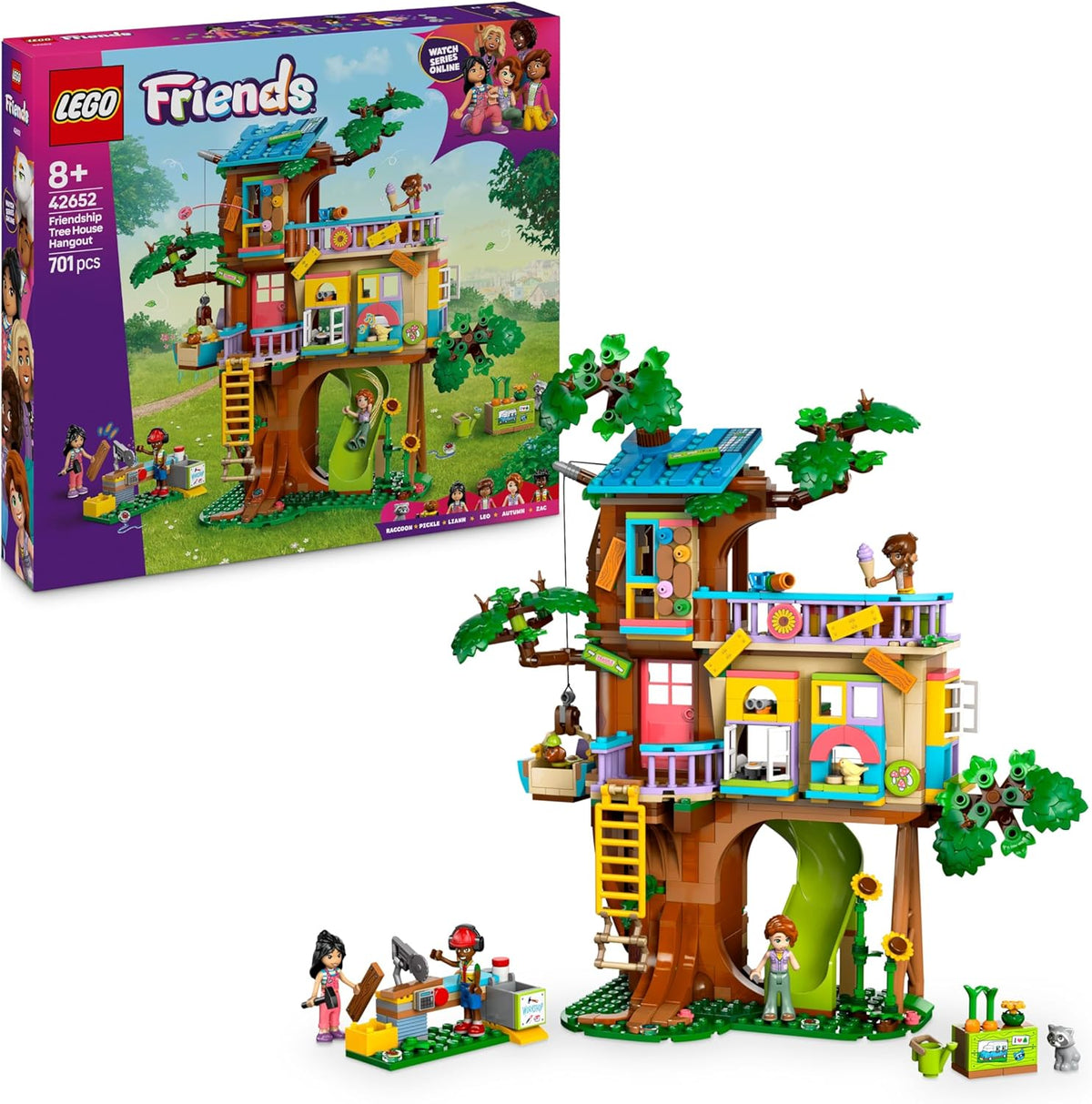 LEGO Friends Baumhaus - Jeu pour un bon garçon avec 2 figurines, 4 figurines, un jardin et un jeu de jouets - Jouets de rêve pour les filles et les jeunes à partir de 8 ans - 42652