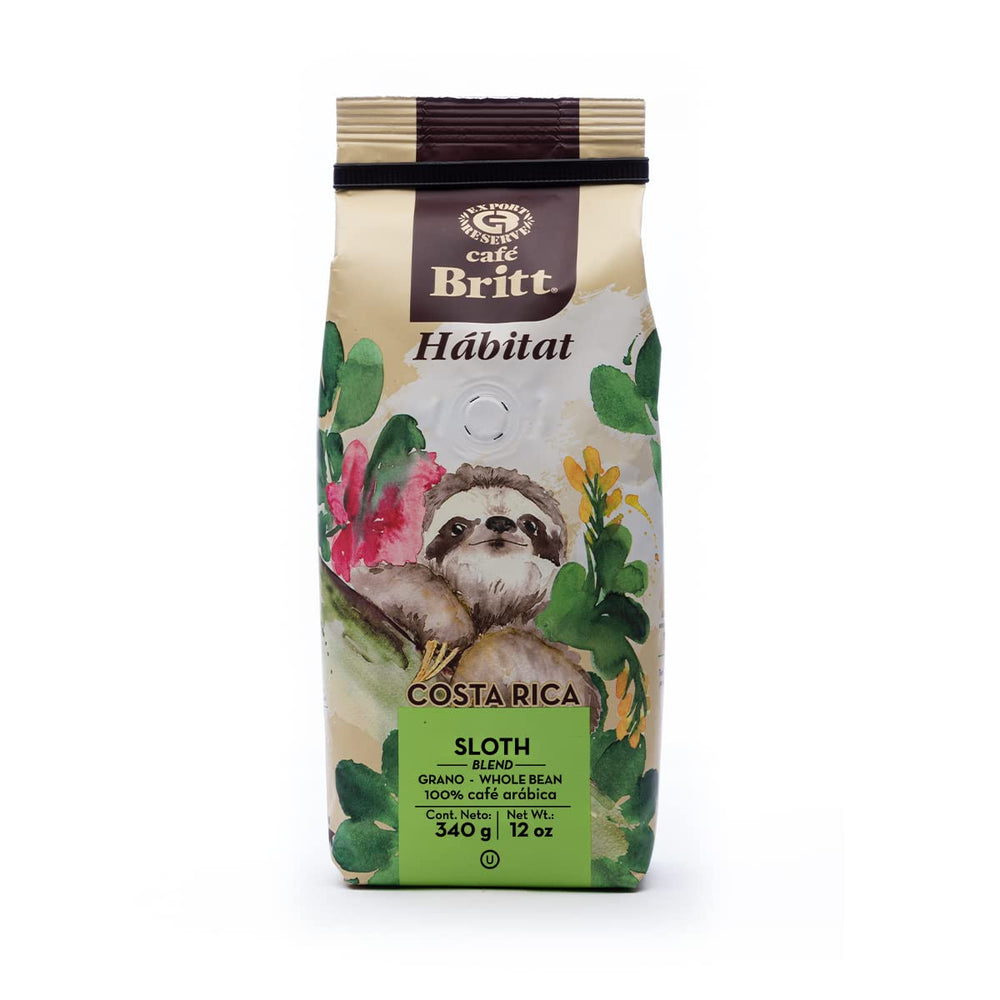 Café Britt® - Sachet de café Costa Rican Habitat (340 g) (paquet de 3) (Café de : Paresseux, Lapa et Cariblanco) – Grains entiers, 100 % Arabica, casher, sans gluten, gastronomique et torréfaction moyennement ouverte et foncée.