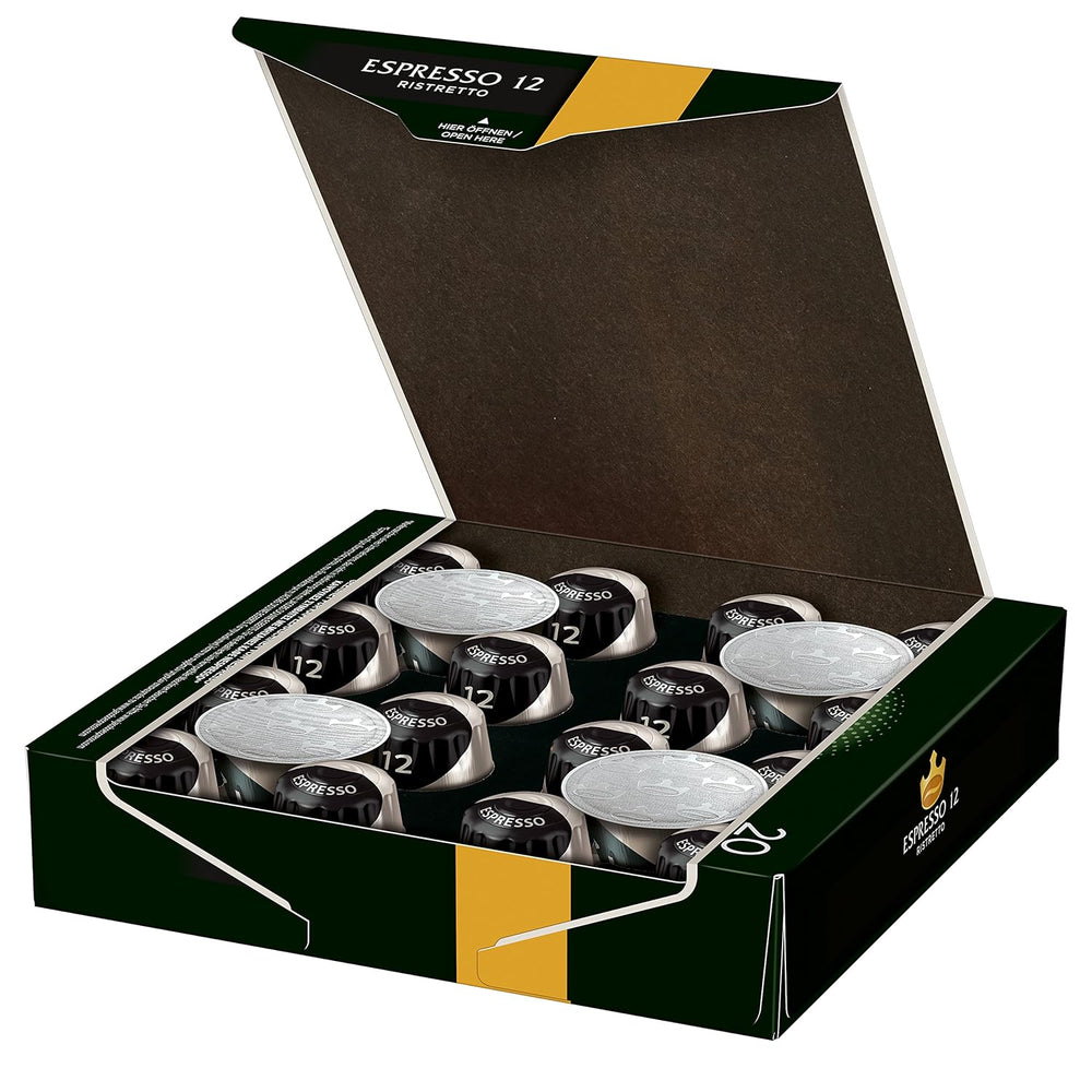 Capsules de café Espresso Ristretto, intensité 12 sur 12, 10 x 20 tasses & Capsules de café Lungo Decaffeinato - intensité 6- 200 capsules compatibles Nespresso, 10er Pack, 10 x 20 tasses