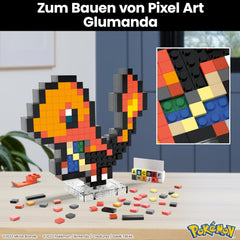 MEGA Pokémon Glumanda - Figurine rétro à construire, Pixel Art, avec base de montage mural, pour constructeurs et collectionneurs adultes, figurines d'action HTH76 Naty Shop