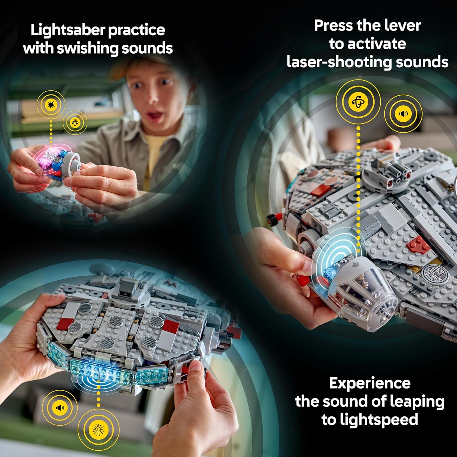 LEGO Star Wars 75426 SMART Play : Modèle Millennium Falke - Kompatibles Interaktives Spielzeug inkl. 4 SMART Tags et 4 Minifigures - Idées cadeaux pour garçons et filles à partir de 9 ans et fans adultes