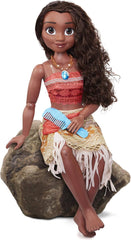 Disney Princess Vaiana, grande poupée de jeu de Jakks Pacific de 80 cm, jolie poupée, avec une brosse à la main dans ses serrures bien fermées, pour un vêtement inspiré du film, porte-clés avec crochets