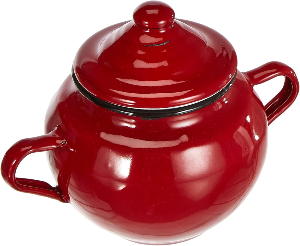 Pot Roja avec couvercle, 0,5 l, acier émaillé rouge, 10 x 10 x 20 cm, 2 pièces