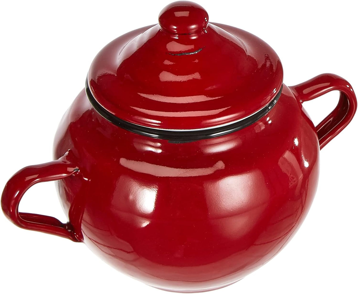 Pot Roja avec couvercle, 0,5 l, acier émaillé rouge, 10 x 10 x 20 cm, 2 pièces