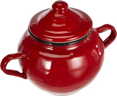 Pot Roja avec couvercle, 0,5 l, acier émaillé rouge, 10 x 10 x 20 cm, 2 pièces