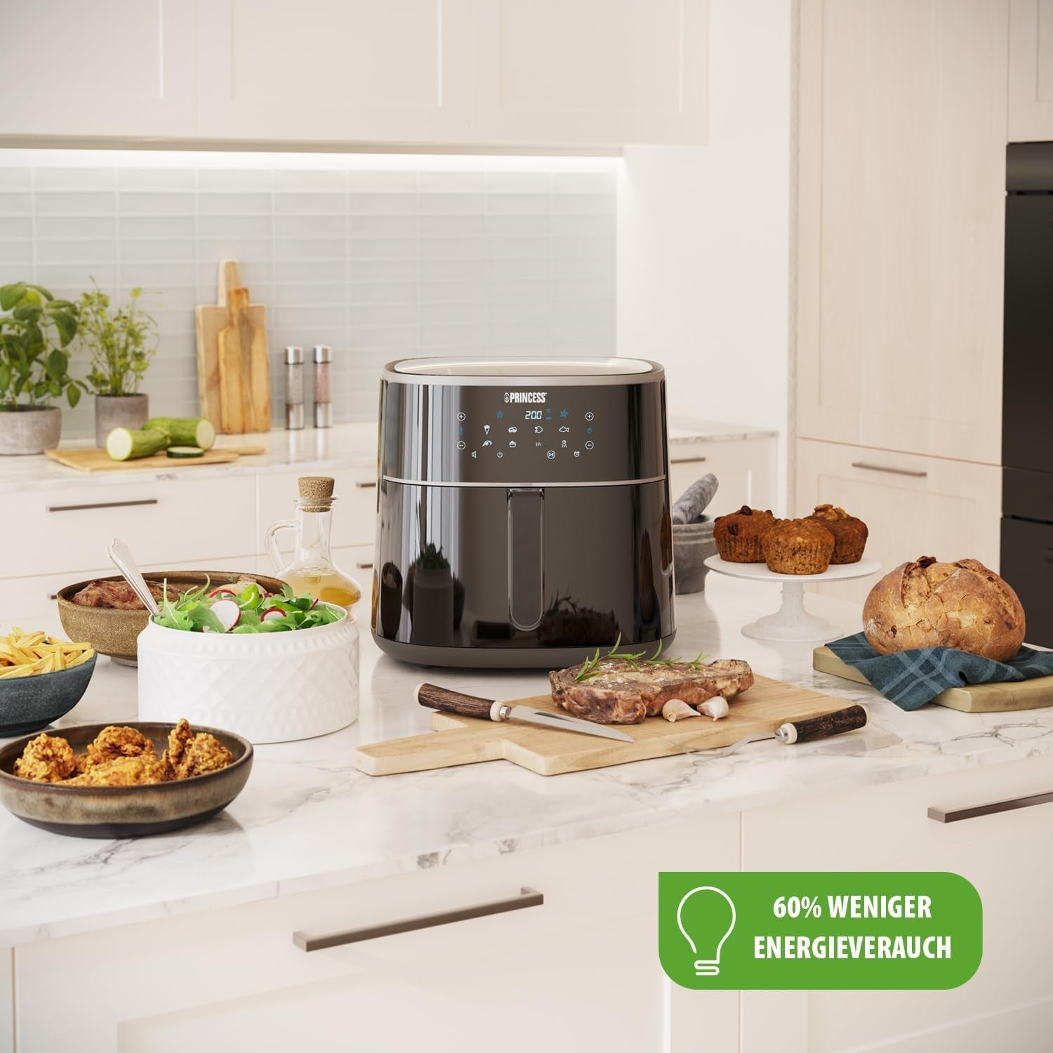 Friteuse à air chaud numérique Princess - Capacité du bol variable - 8 litres maximum - 6 programmes prédéfinis Électroménager Naty Shop