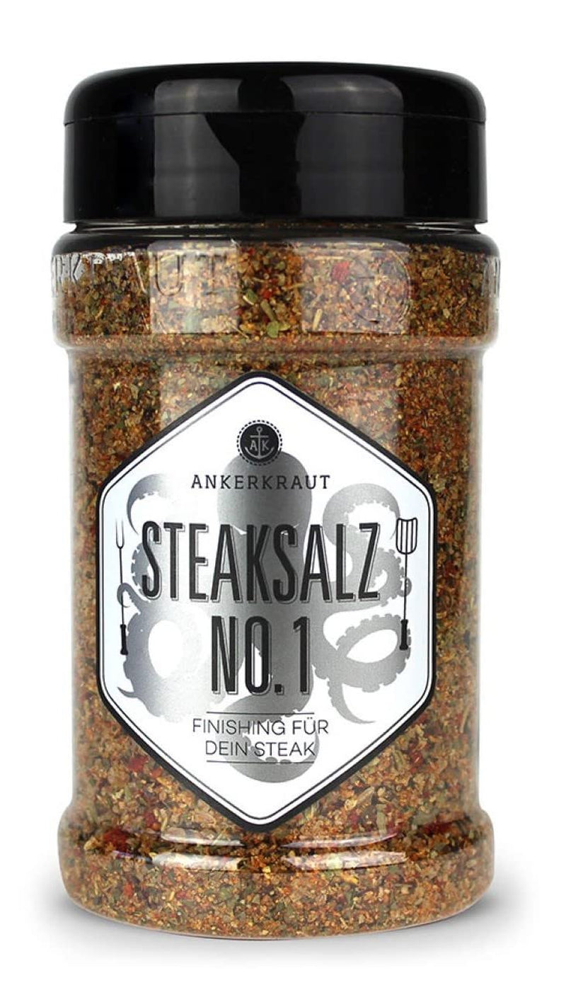 Ankerkraut Steaksalz No. 1, le perfekte Finisher- et Steakhouse-Salz, 80g dans un verre Korkenglas
