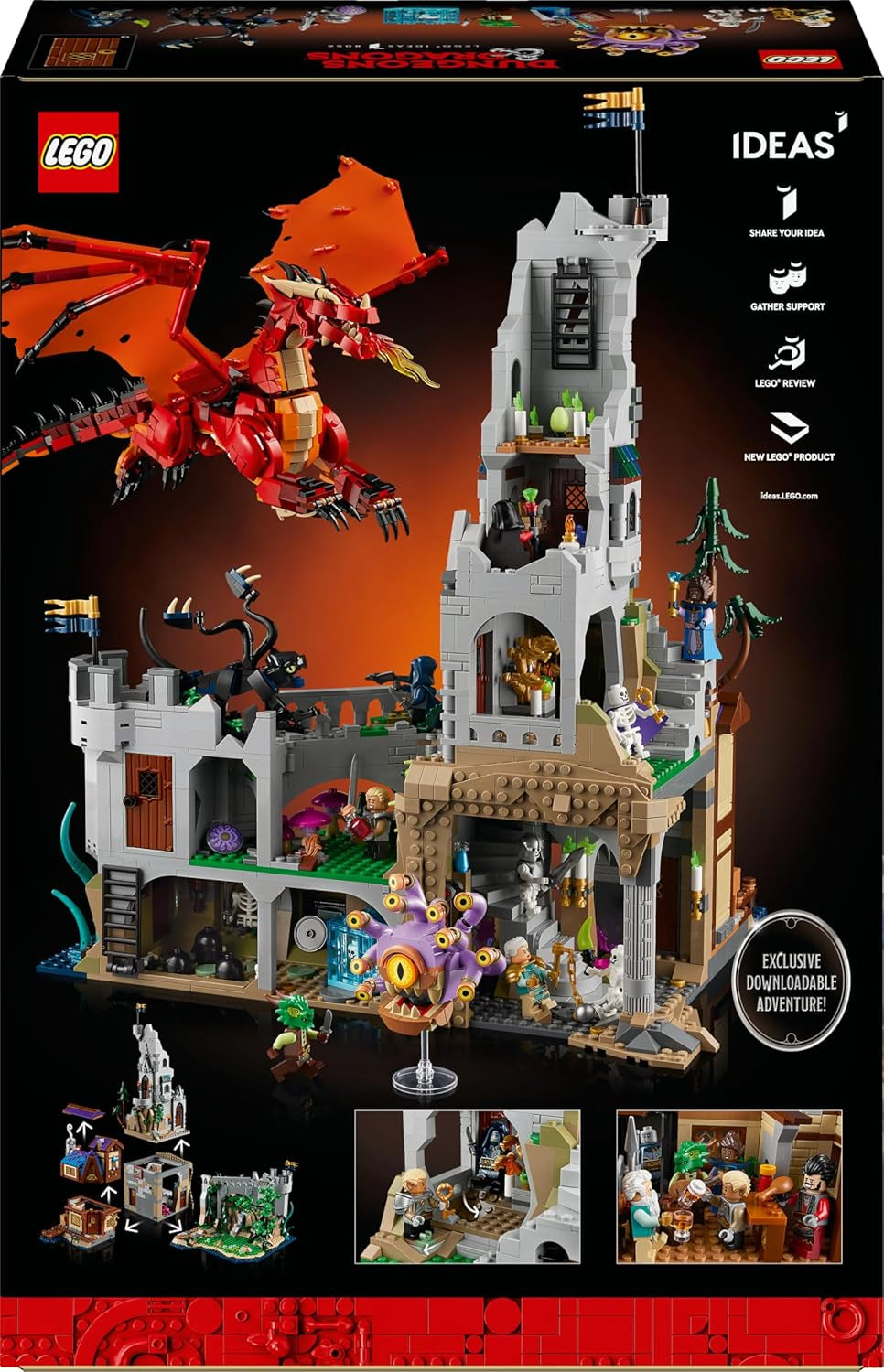 LEGO Ideas Dungeons & Dragons: The Saga of the Red Dragon, Set de construcție pentru adulți, Idei de cadouri Dungeons and Dragons pentru fani, Set de construcție Fantasy, Activitate creativă 21348 Seturi de constructie Besuche den LEGO-Store