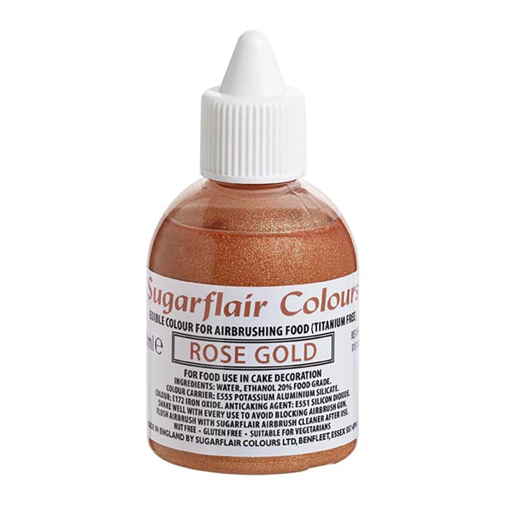Sugarflair Colorant Alimentaire Or Rose - Colorant Alimentaire Liquide Comestible, Colorant Aérographe pour Gâteaux, Muffins, Glaçages et Décorations de Gâteaux - 60 ml