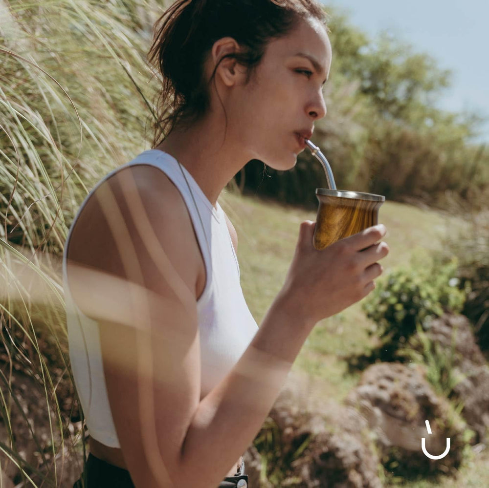 Service à thé Yerba Mate balibetov (tasse à Mate) en acier inoxydable avec bombilla (paille) pour maté, ensemble Yerba Mate facile à nettoyer et très résistant (BOIS)