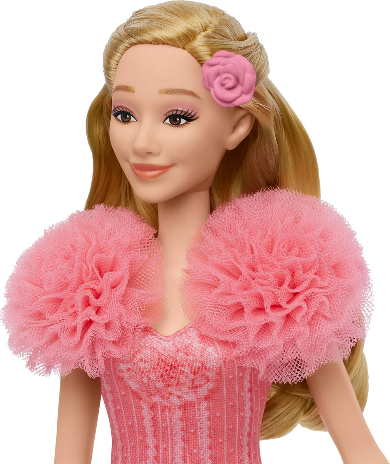 Mattel Glinda de Wicked and Accessories Poupée articulée inspirée du film avec tenue détachable Sings Loved by Us JLG49 Rose