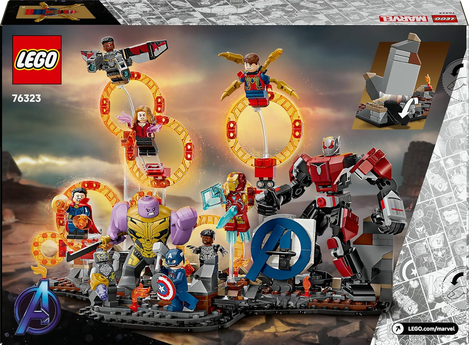 LEGO ǀ Marvel Avengers : Endgame Letzter Showdown - Jeu de construction avec 10 figurines, avec Captain America, Iron Man, Black Panther et Dr. Strange - Créations créatives pour jeunes et filles 76323