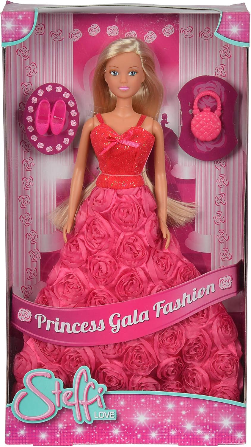 Simba 105739003 - Steffi Love Princess Gala Fashion, 2-Fach Sortiert, es Wird nur EIN Artikel geliefert, Spielpuppe as Prinzessin im traumhaften Rosenkleid mit Handtasche, 29cm, ab 3 Jahre