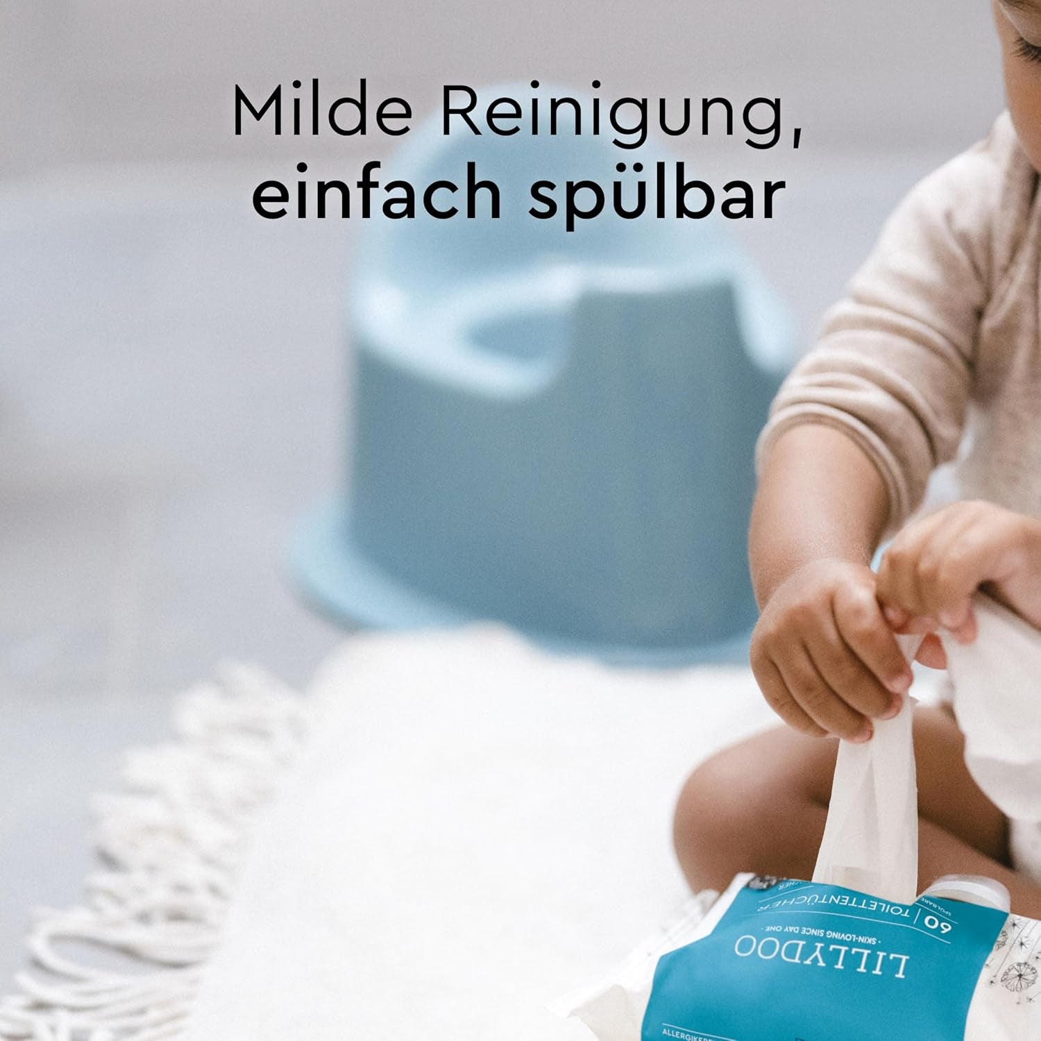 LILLYDOO Lingettes humides pour toilettes 720 pièces (12 x 60) Lingettes jetables 100 % sans plastique, sans parfum