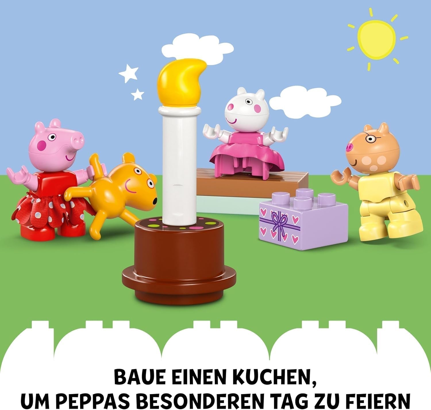 LEGO DUPLO La maison d'anniversaire de Peppa : jouet créatif à 3 figurines, construisez et reconstruisez une maison de jouets pour les enfants de 2 ans, les garçons et les filles, favorise la dextérité 10433 Jeux de construction Besuche den LEGO-Store
