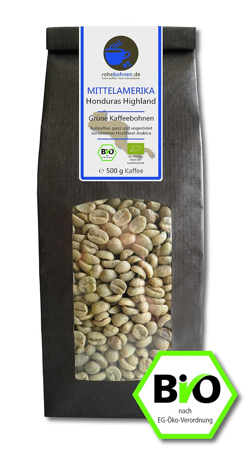 Café cru - Café vert biologique d'Ethiopie, Java, Honduras (emballage réduit en grains de café vert 3x500g) - Certifié GMP