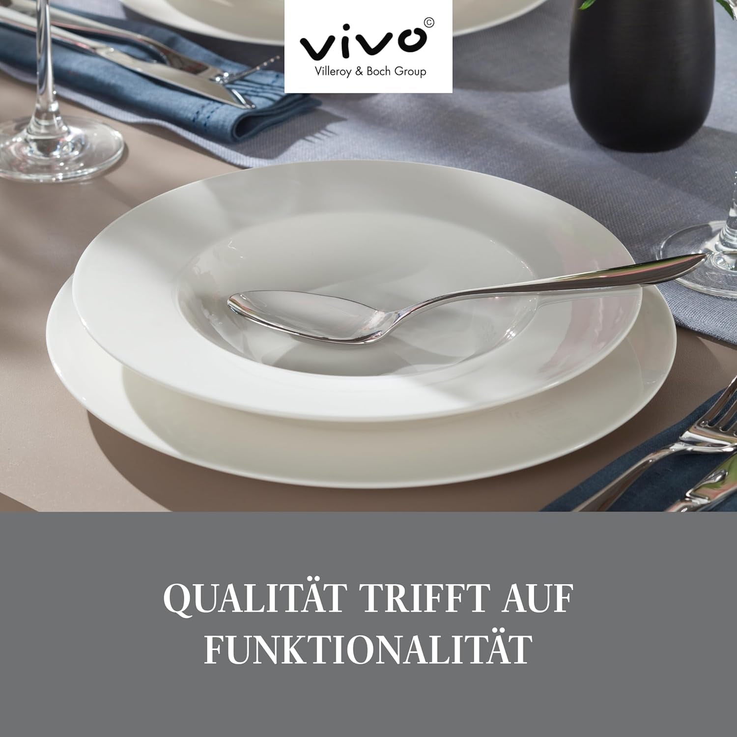 vivo - Villeroy & Boch Group - Service de table Basic White 30 pièces, lavable au lave-vaisselle et au micro-ondes, Service de table blanc, Service à café, Céramique, Assiettes, Tasses, Porcelaine Premium