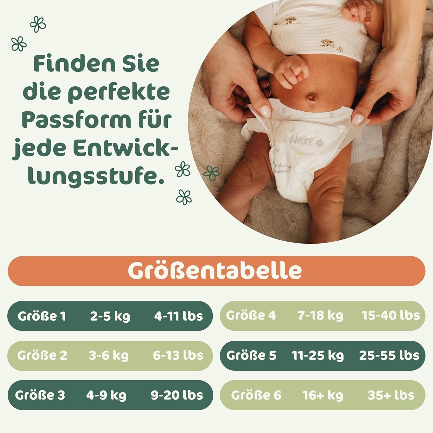 Couches pour bébé Naty BioEmbrace, taille 5 (11 à 25 kg) | Matières 100% végétales, douces pour la peau | Douceur respirante, testée dermatologiquement, excellente absorption | 80 pièces.