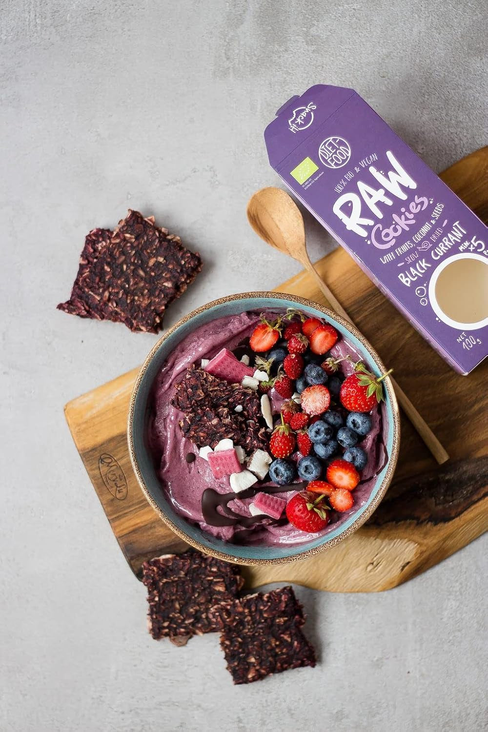 DIET-FOOD Biscuits au cassis bio RAW Snack sain Délicieux biscuits de bureau sans conservateur 100 g (1 paquet)