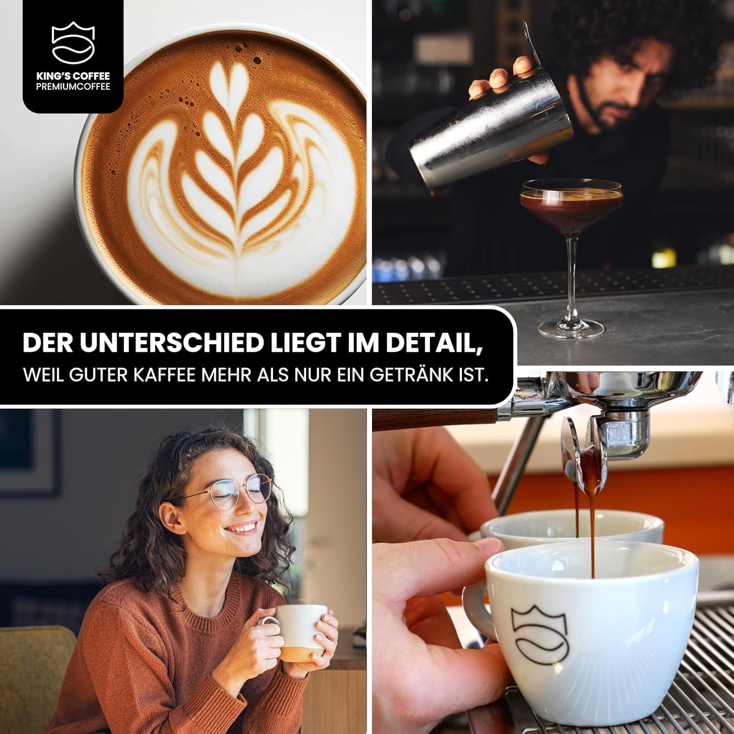 KING'S COFFEE - EXTREME ROAST - Espresso Intenso en grains - très faible acidité - torréfaction en petits lots d'Italie - grains de café pour machines entièrement automatiques et machines à porte-filtre - 1 kg