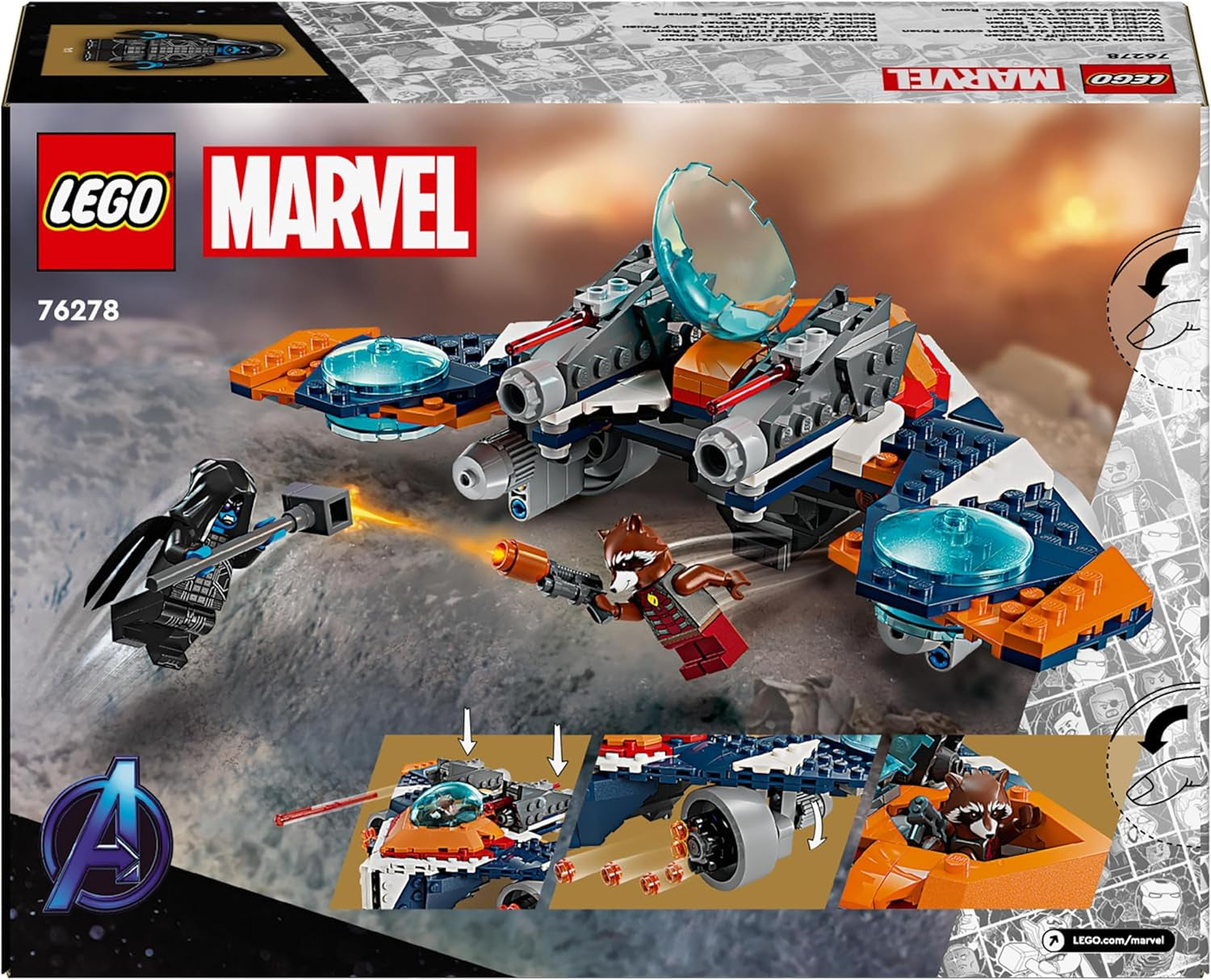 LEGO Marvel Rockets Vaisseau spatial contre. Ronan Ensemble de vaisseau spatial à construire Les Gardiens de la Galaxie Figurine de super-héros Jouet Cadeau pour garçons et filles de 8 ans 76278 Jeux de construction Besuche den LEGO-Store