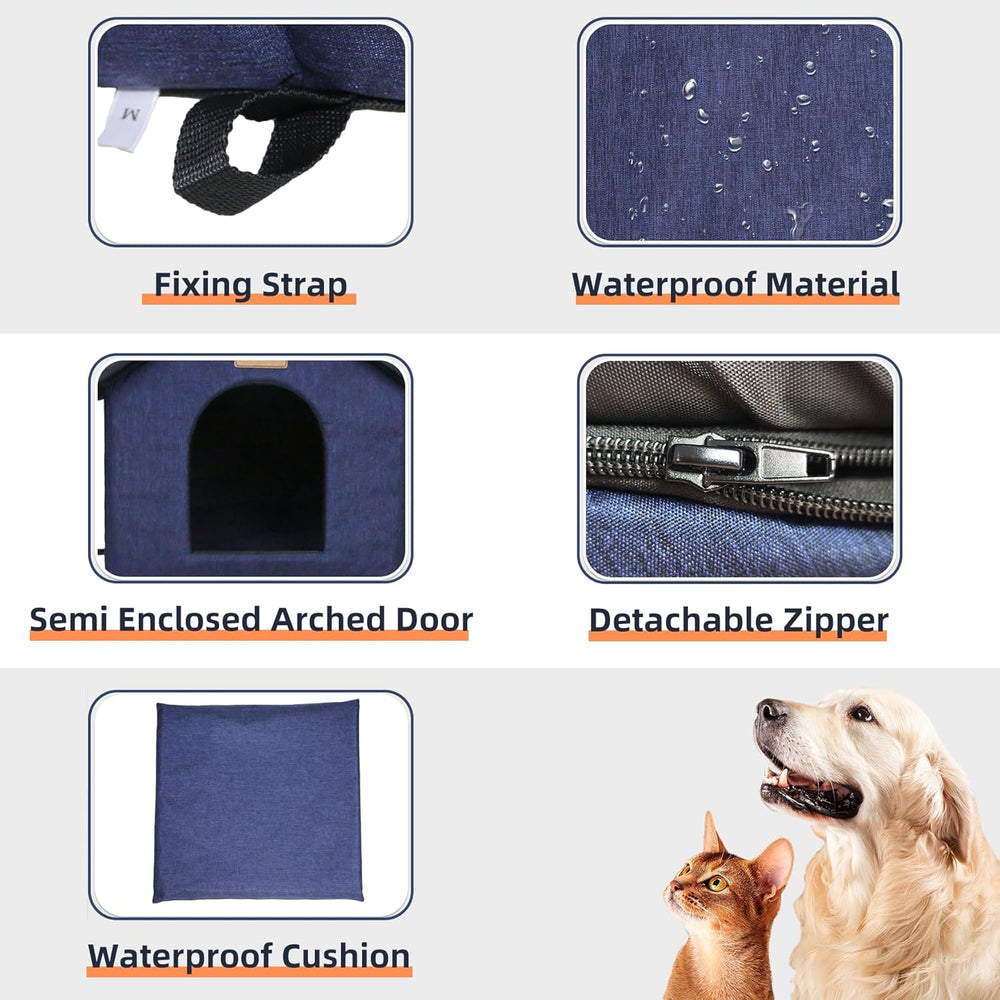 Katzenhaus Für Draußen Winterfest Wasserdicht Wetterfester Katzenhöhle Haustierhaus mit Katzenmatte Warm Hundehöhle Waschbar Hundehaus Tierheim Für Streuner Haustiere 35x30x35cm