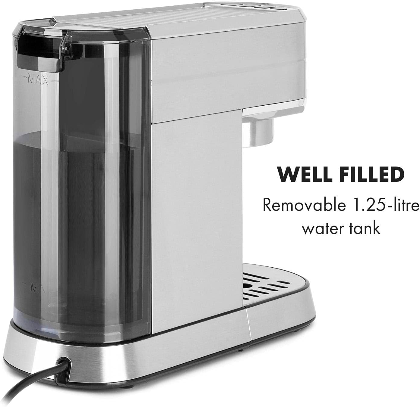 Klarstein Futura Machine à expresso, machine à expresso à filtre portable, 1450 W, 20 bars, qualité Barista, double buse, arrêt de débit, machine à expresso à filtre portable, fonction mousseur à lait, argent