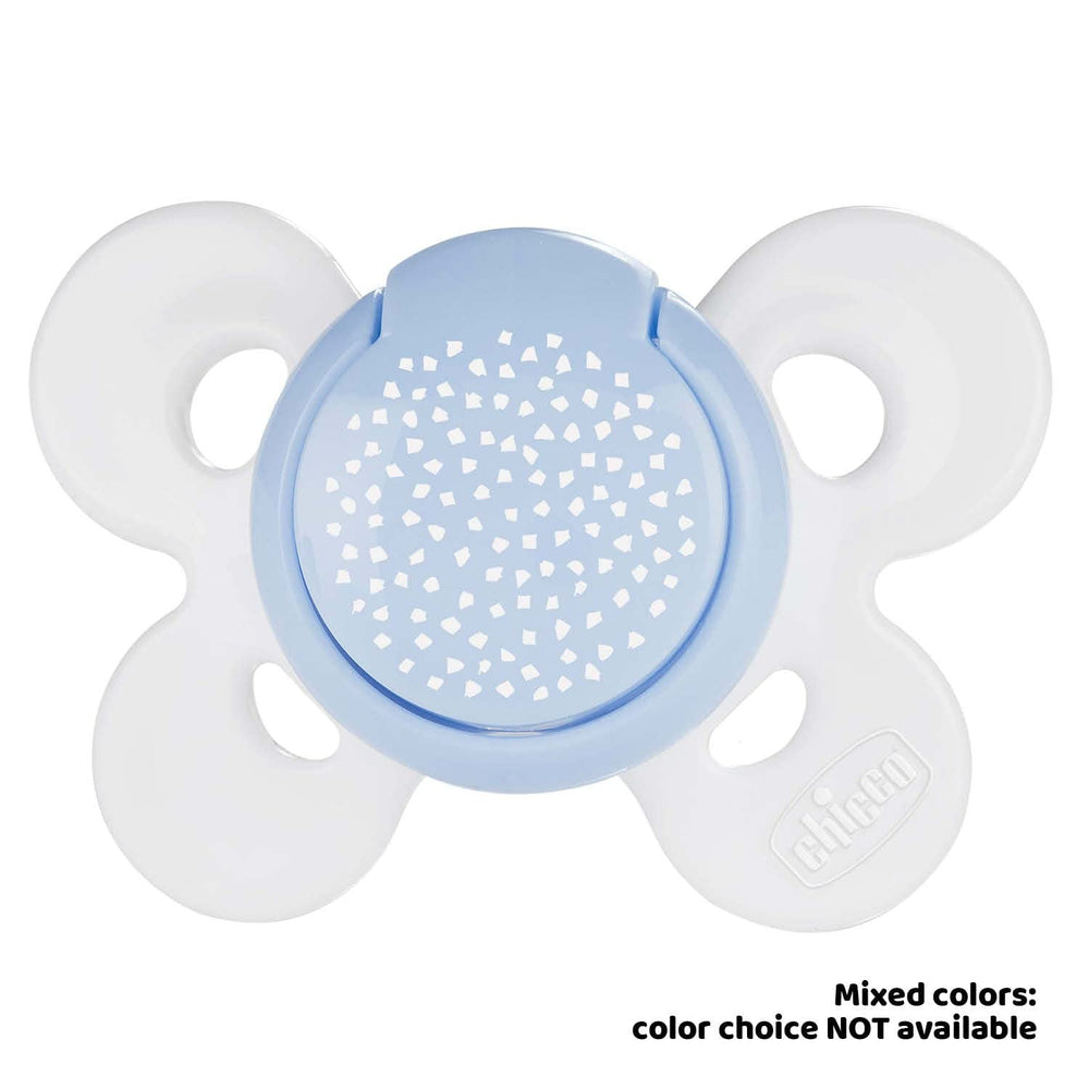 Chicco PhysioForma Comfort Sucette 16-36 mois, Sucette pour bébé avec tétine en silicone, 1 pièce, favorise la respiration physiologique et le développement buccal correct, Bleu