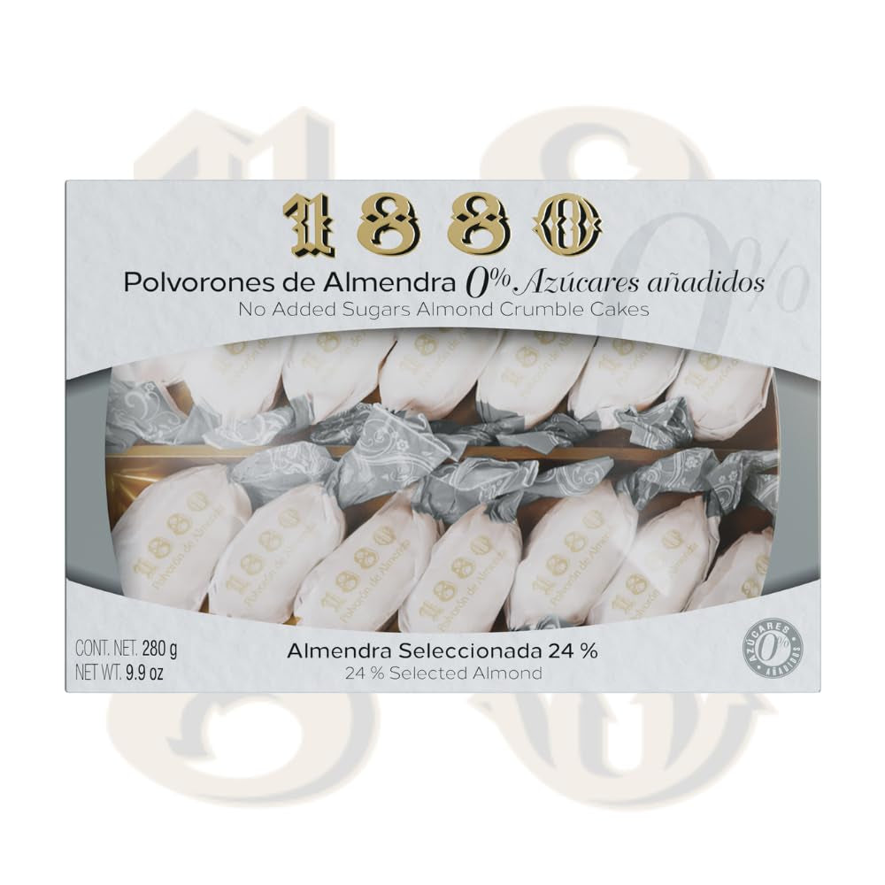 – Polvorones artisanales, 0% sucre ajouté, Qualité supérieure, Pâte typique de Noël, Recette artisanale, Emballé individuellement, 280 grammes