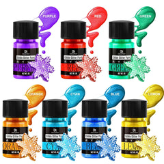 Paillettes liquides comestibles - 7 couleurs de paillettes comestibles arc-en-ciel pour la décoration de gâteaux, boissons, pâtisserie, muffins - Poudre de paillettes comestibles liquides comestibles pour cocktails, fondants, gâteaux
