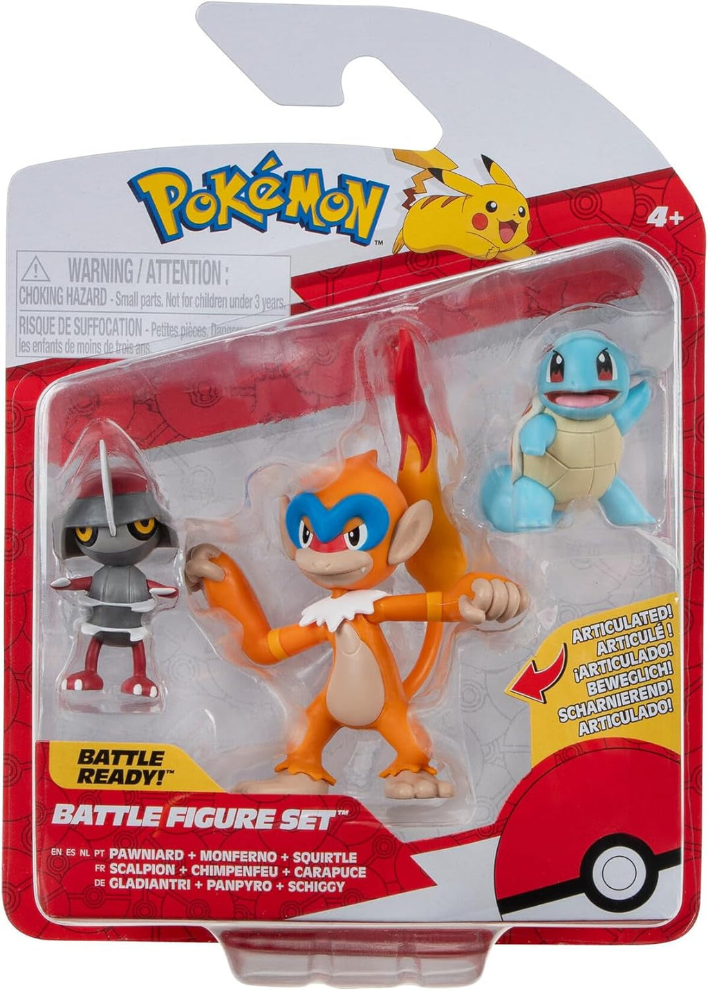 Pokémon PKW3057 Set de figuri de luptă-Piepi, Tanhel, Lauchzelot Action figures Naty Shop Gladiantri, Schiggy, Panpyro