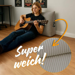 Pernă pană, pernă spătar, pernă din catifea reiată, lățime 70 cm - pernă de citit pentru pat, canapea și canapea, pernă canapea mare, pernă de perete, pernă canapea, pernă de citit, pernă suport pentru spătar, gri deschis