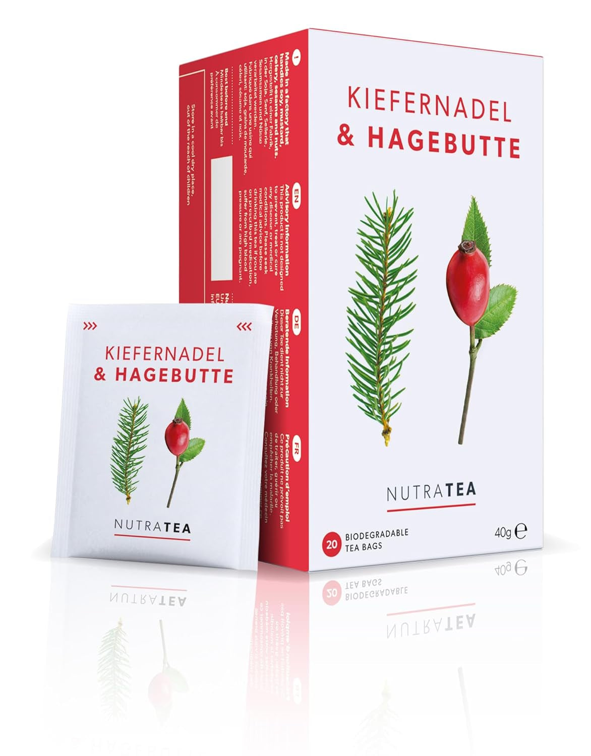 Nutra Tea Rose Musquée & Aiguilles de Pin, le thé aux aiguilles de pin contribue à renforcer le système immunitaire naturel du corps, à maintenir la fonction des reins et de la vessie, 20 sachets de thé réutilisables, thé à la rose musquée